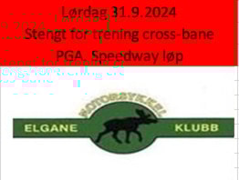 Crossbanen stengt Lørdag 31.8.24 pga speedway løp
